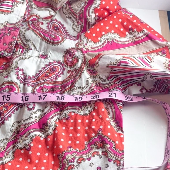 Van Heusen Patchwork Paisley Button Front Shirt XL Red Pink Cotton - Picture 11 of 14